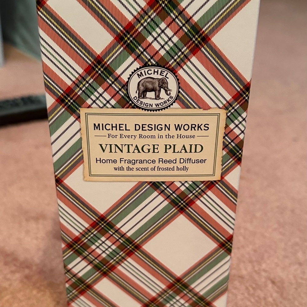 NIB STONEWALL KITCHEN MICHEL DESIGN WORKS VINTAGE PLAID REED DIFFUSER